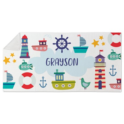 Boats & Lighthouses Beach Towel