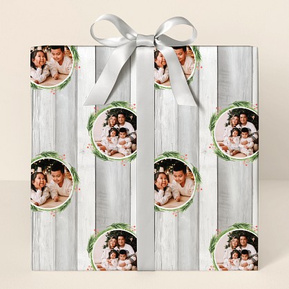 Winter Wreath Photo Wrapping Paper