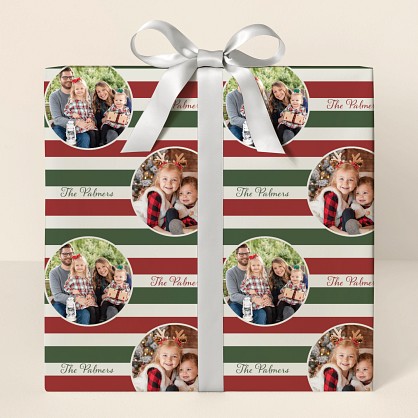 Christmas Stripes Photo Wrapping Paper