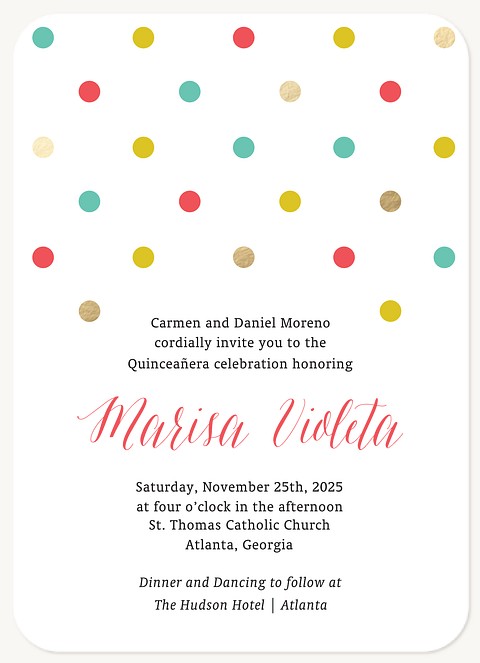 Sweet Dots Quinceañera Invitations