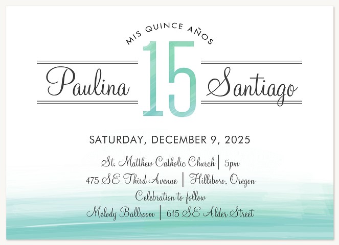 Color Brushed Quinceañera Invitations