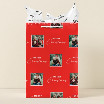 Christmas Squares Photo Gift Bag