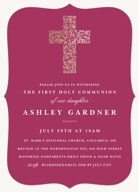 Filigree Faith First Communion Invitations