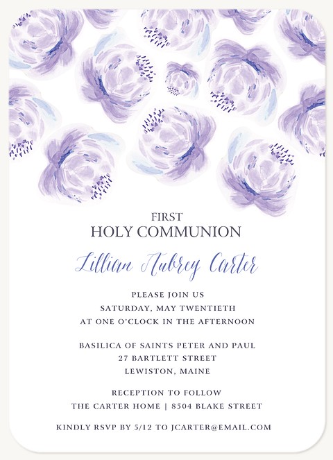 Cascading Peonies First Communion Invitations