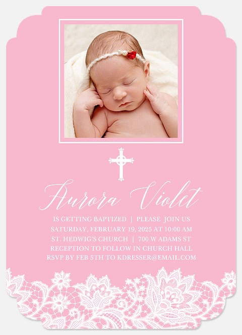 Filigree Border Baptism Christening Invitations