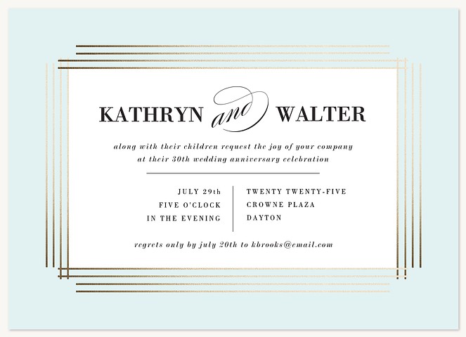 Graceful Deco Wedding Anniversary Invitations