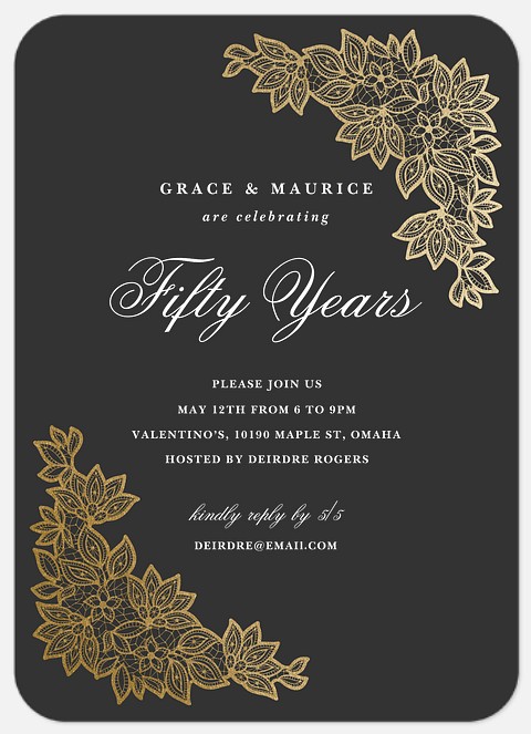 Vintage Embellishment Anniversary Invitations