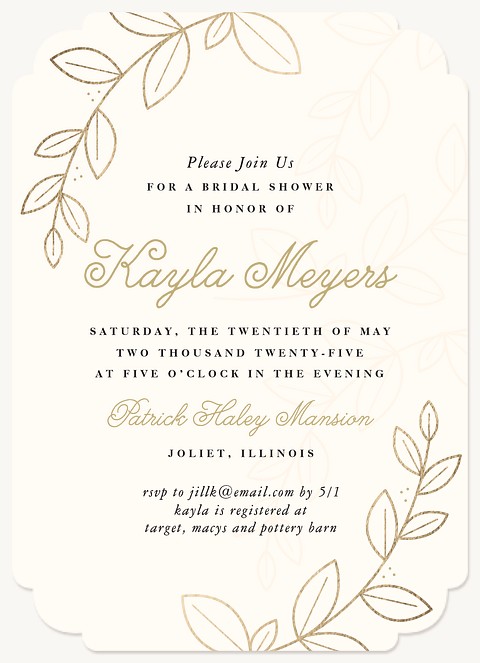 Frosted Leaves Bridal Shower Invitations