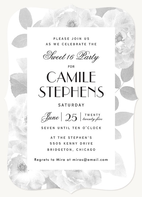 Linen Roses Teen Birthday Invitations