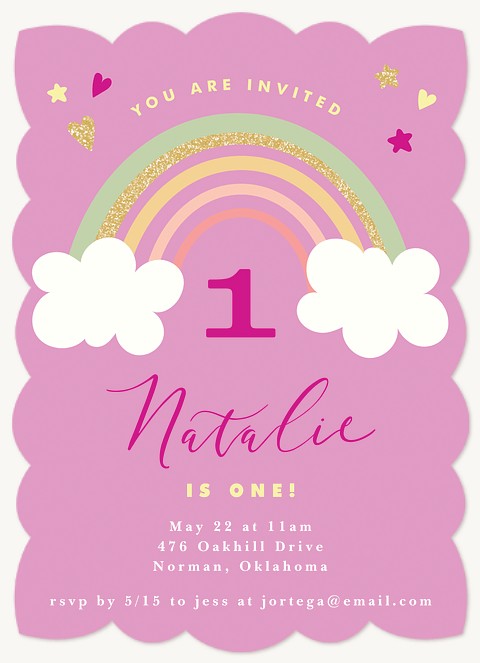 Glittering Rainbow Kids Birthday Invitations