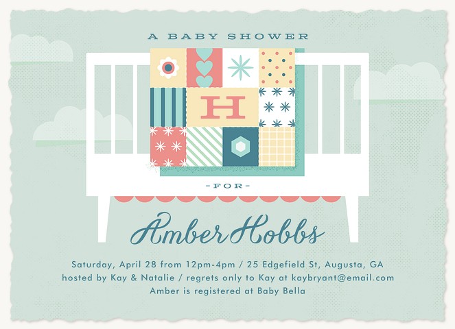 Monogram Quilt Baby Shower Invites