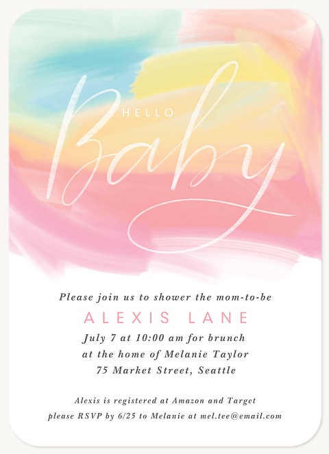 Pastel Rainbow Baby Shower Invites