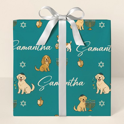 Personalized Hanukkah Dogs Wrapping Paper