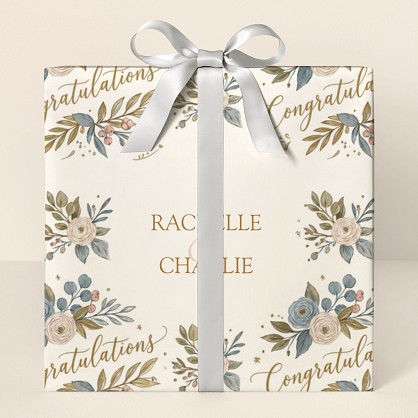 Personalized Congratulations Floral Botanical Wrapping Paper