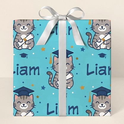 Personalized Graduation Cats Wrapping Paper