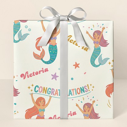 Personalized Mermaid Congratulations Kids Wrapping Paper