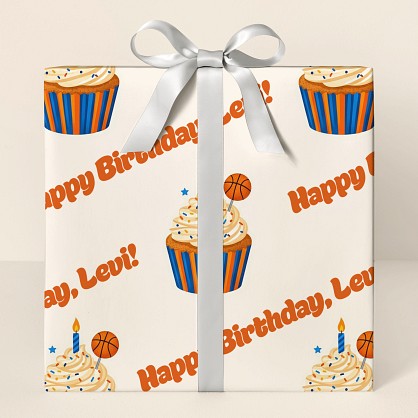 Personalized Basketball Birthday Cupcake Wrapping Paper