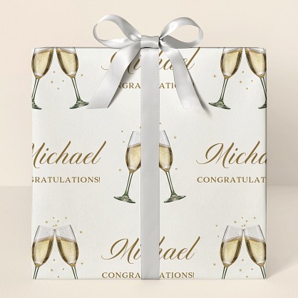 Personalized Champagne Toast Congratulations Wrapping Paper
