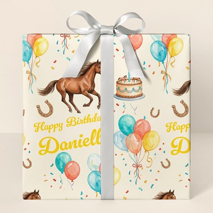 Personalized Horse Birthday Celebration Wrapping Paper