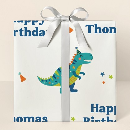 Personalized Dinosaur Birthday Party Wrapping Paper
