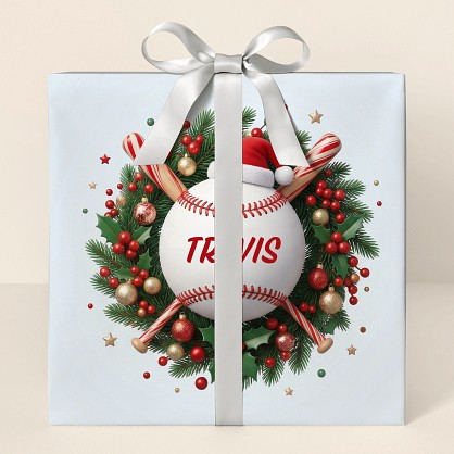 Personalized Baseball Christmas Wrapping Paper