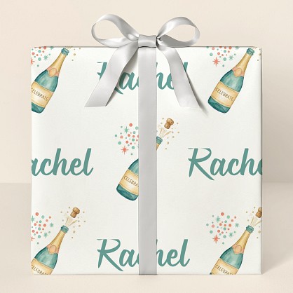 Personalized Champagne Celebration Watercolor Wrapping Paper
