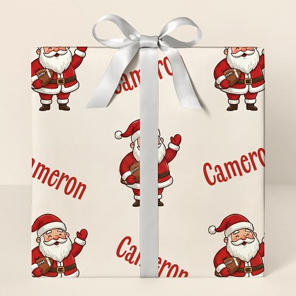 Personalized Football Santa Christmas Wrapping Paper