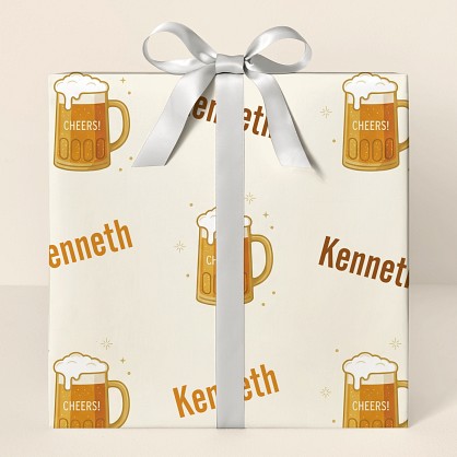 Personalized Beer Cheers Celebration Wrapping Paper