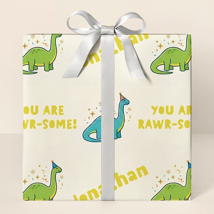 Personalized Dinosaur Congratulations Wrapping Paper