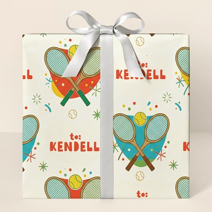 Personalized Retro Tennis Congratulations Wrapping Paper