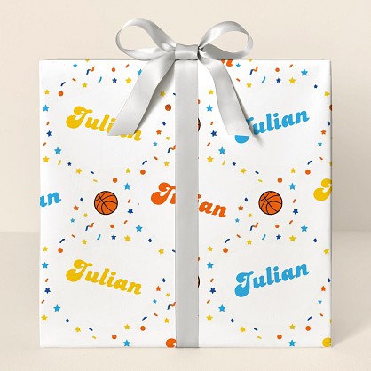 Personalized Basketball Birthday Confetti Wrapping Paper