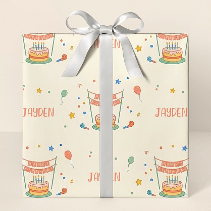 Personalized Birthday Celebration Toile Wrapping Paper