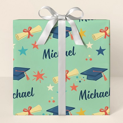 Retro Graduation Celebration Personalized Wrapping Paper