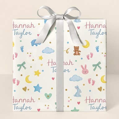 Personalized Baby Shower Nursery Animals Wrapping Paper