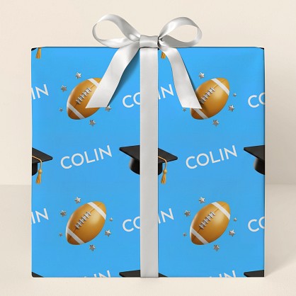 Personalized Football Graduation Celebration Wrapping Paper