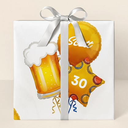 Personalized Beer Balloon Birthday Wrapping Paper