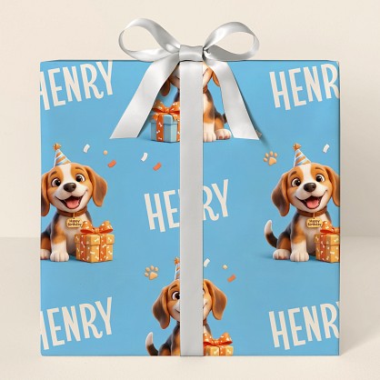 Personalized Puppy Birthday Party Wrapping Paper