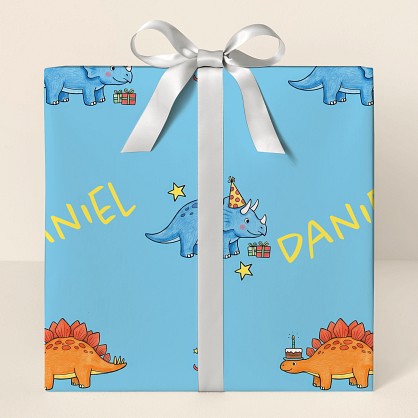 Personalized Dinosaur Birthday Party Wrapping Paper