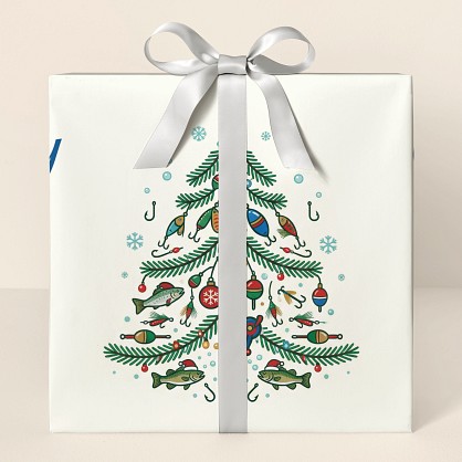 Personalized Fishing Christmas Tree Wrapping Paper