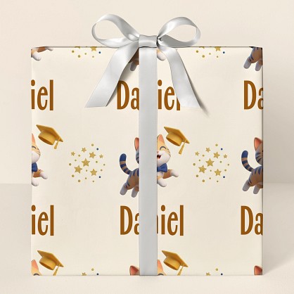 Personalized Graduation Cat Congratulations Wrapping Paper