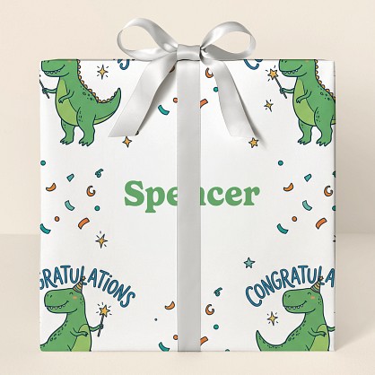 Personalized Dinosaur Congratulations Wrapping Paper