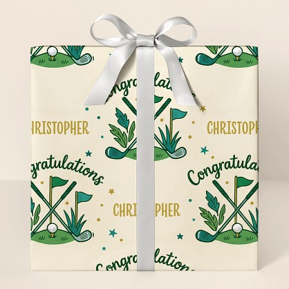 Personalized Golf Congratulations Wrapping Paper
