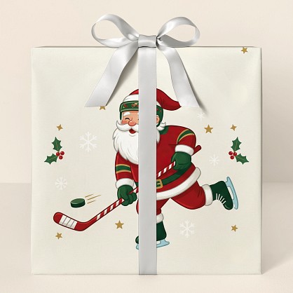 Personalized Hockey Santa Christmas Wrapping Paper
