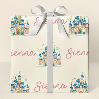 Personalized Christmas Fairy Tale Castle Wrapping Paper