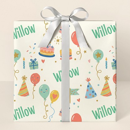Personalized Hand-Drawn Birthday Celebration Wrapping Paper