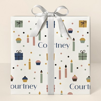 Personalized Modern Birthday Candles & Gifts Wrapping Paper