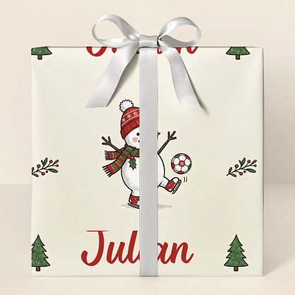 Personalized Soccer Snowman Christmas Wrapping Paper