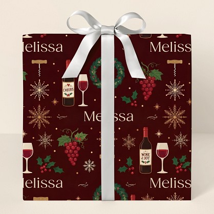 Personalized Wine Lover's Christmas Wrapping Paper