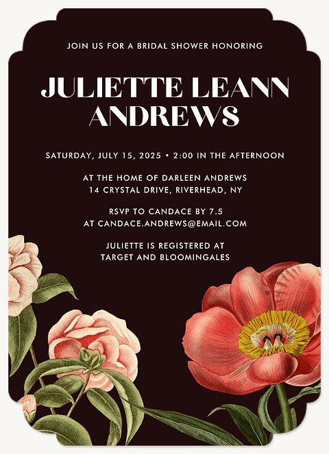 Twilight Blooms Bridal Shower Invitations