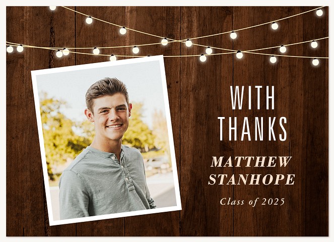 Rustic Lights Graduation Thank You Cards